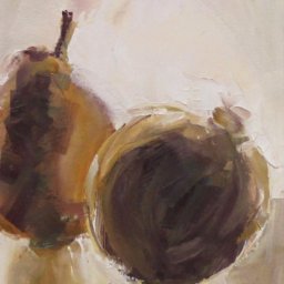 Pomegranate and Pear ● 5 1/2" x 5 3/4" ● Oil ● $450