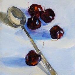 Cherries with Spoon ● 8" x 10" ● Oil ● $450