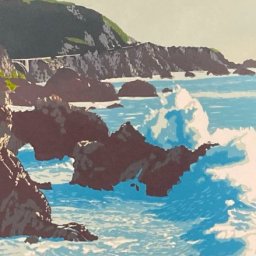 Late Sun on Big Sur ● 9" x 12" ● Reduction Block Print (Edition of 12) ● $400 ● Framed $700