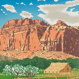 Spring in Capitol Reef ● 9" x 12" ● Reduction Block Print (Edition of 11) ● $400 ● Framed $700
