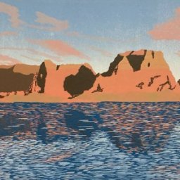 Reflections on Lake Powell ● 12" x 24" ● Reduction Block Print (Edition of 12) ● $450 ● Framed $900