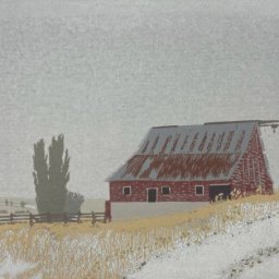Malad Barn in Winter ● 9" x 12" ● Reduction Block Print ● $350 (Edition of 12) ● Framed SOLD